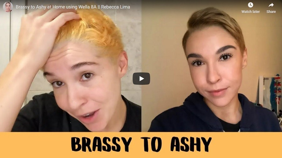 Changing My Hair From Brassy To Ashy At Home using Wella 8A!