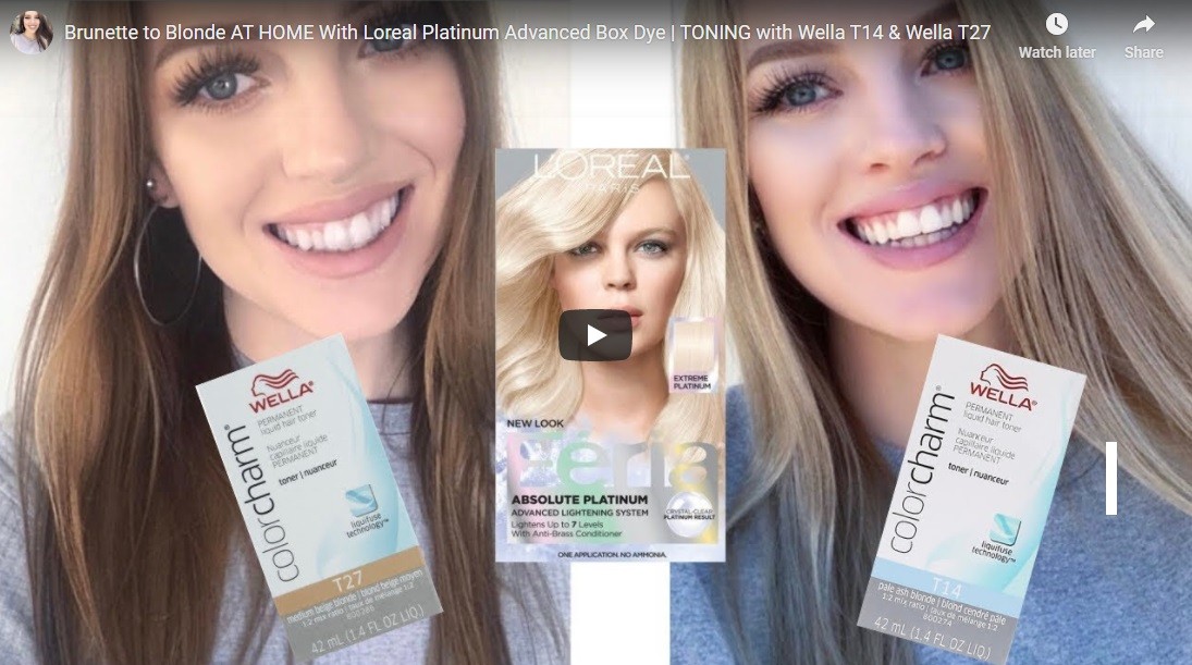 Brunette to Blonde AT HOME With Loreal Platinum Advanced Box Dye | TONING with Wella T14 & Wella T27