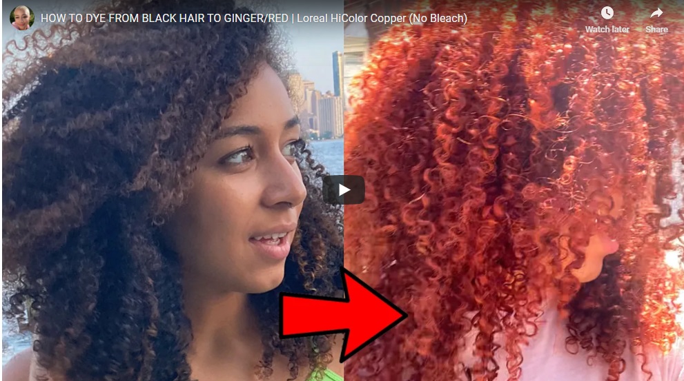 Learn To Dye From Black Hair To Ginger Red With L'Oreal HiColor Copper Without Bleach