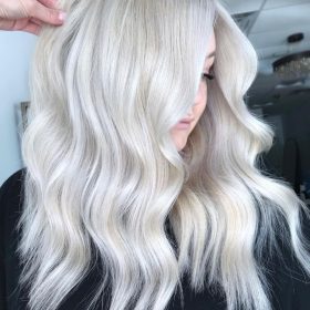 wavy platinum hair