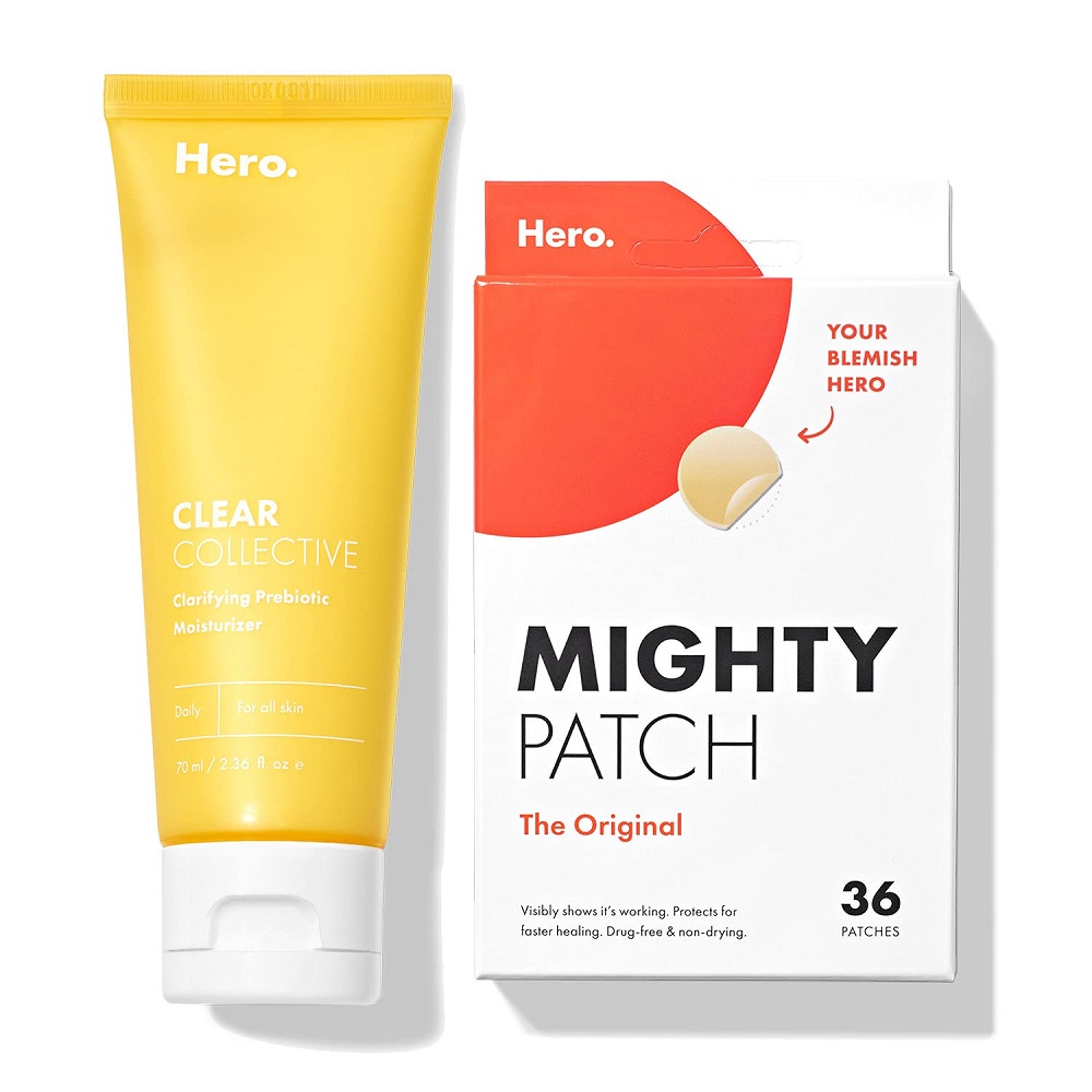 Hero Mighty Patch Original (36 count) and Clarifying Prebiotic Moisturizer Bundle